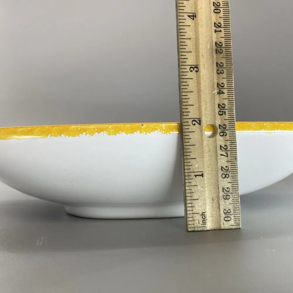 Vintage Keraluc Quimper France Hand Painted Faience Breton Dish Tray Yellow Trim